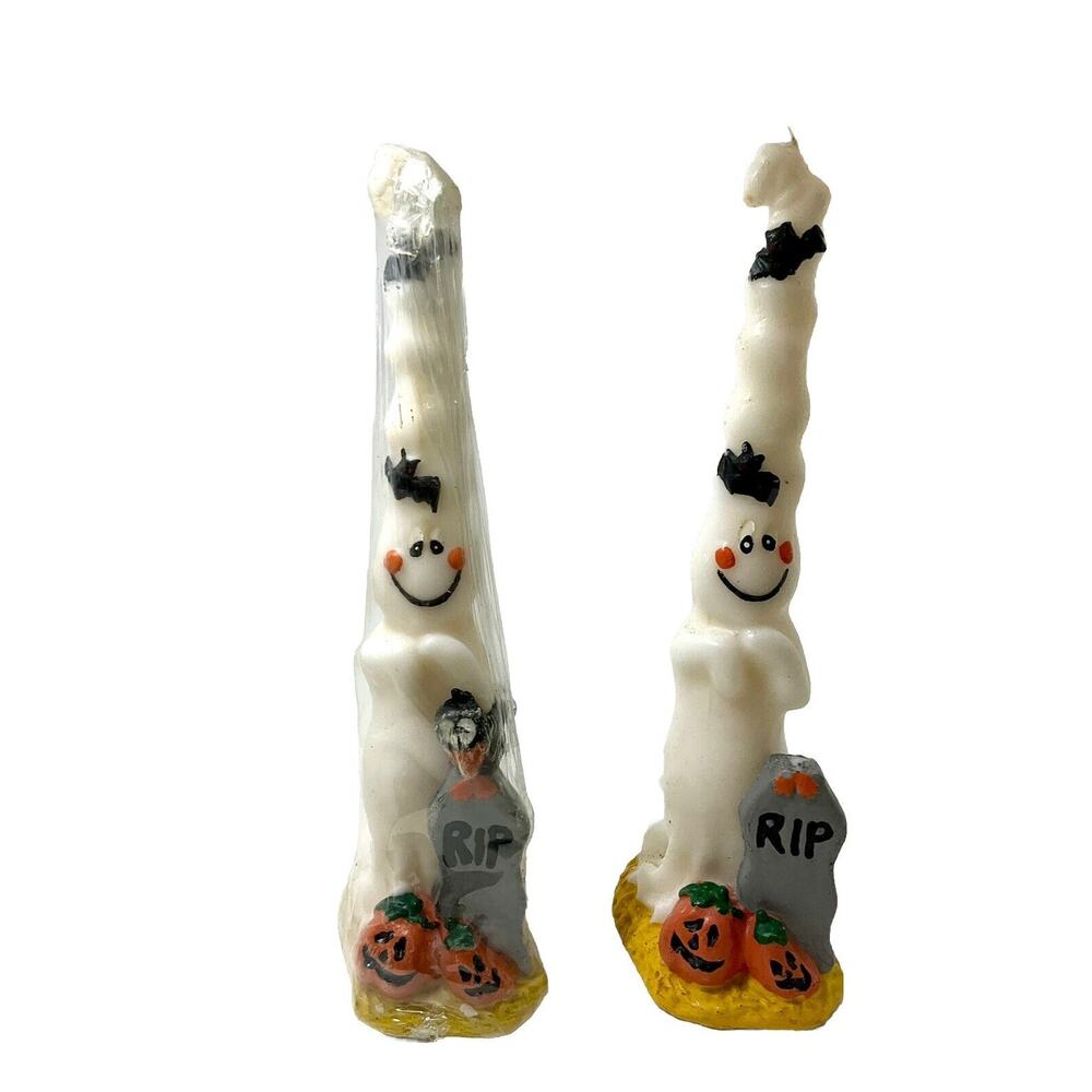 Vintage Novelty Halloween Candles Large 15” Ghost Pumpkin Crow New Old S…